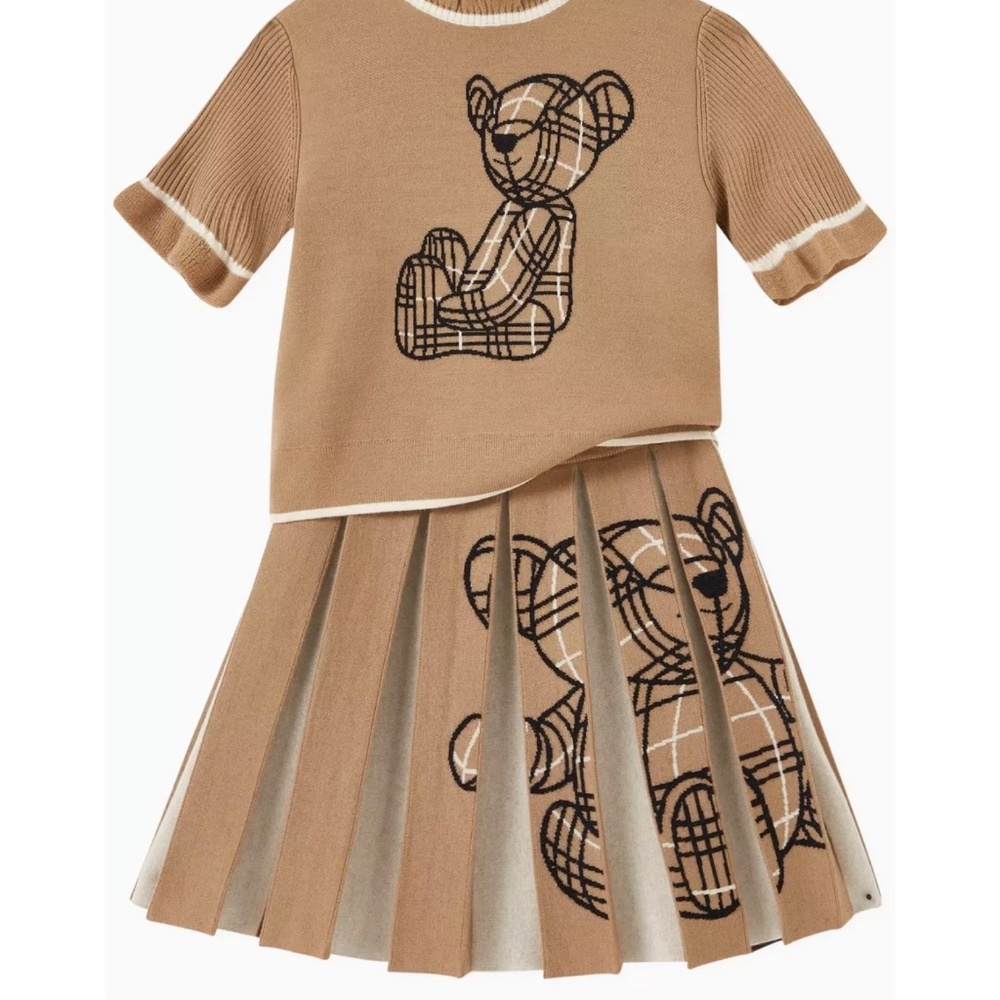 Burberry Girls Thomas Bear Avril Pleated Knit Skirt